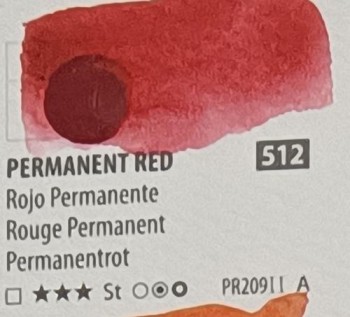 Acua. PWC ShinHan 15ml PERMANENT RED nº 512 serie A